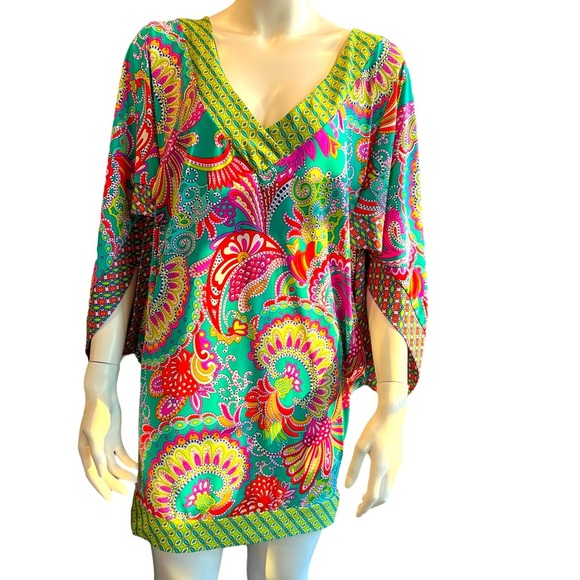 Trina Turk Folkloric Festival  Kaftan Tunic Swim Cover size small. - Picture 1 of 8